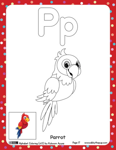 P Is For Parrot Coloring Page